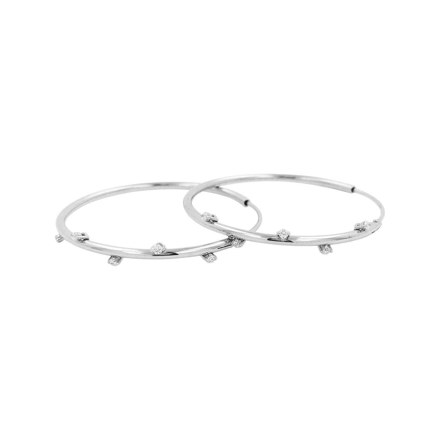 32MM Five Stone Tube Hoop with Diamonds in 14K Gold Plated Silver | Best For Daily/Party Wear | Ideal Gift for All Occasions