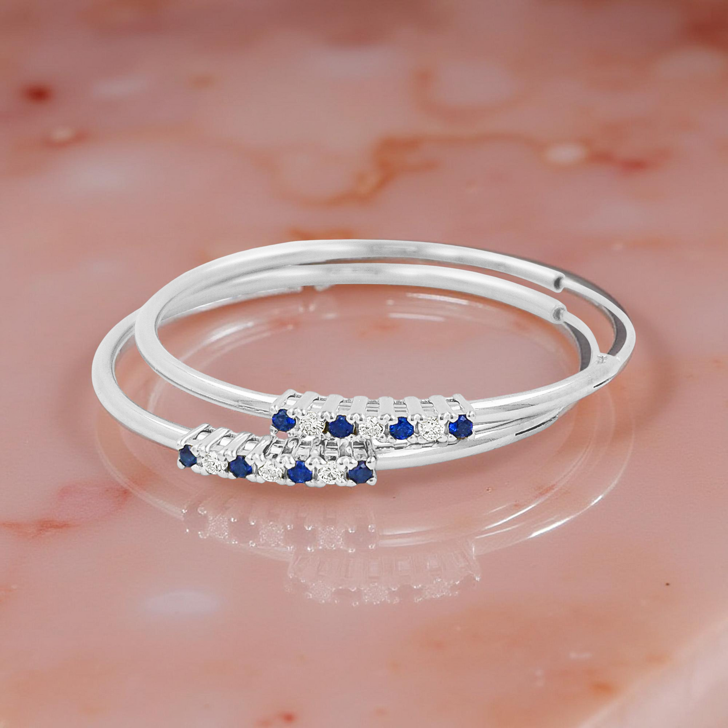 32MM Blue SapphireTube Hoop Earrings with Diamonds in 14K Gold Plated Silver | Best for Daily & Party Wear | Ideal Gift for Loved Ones