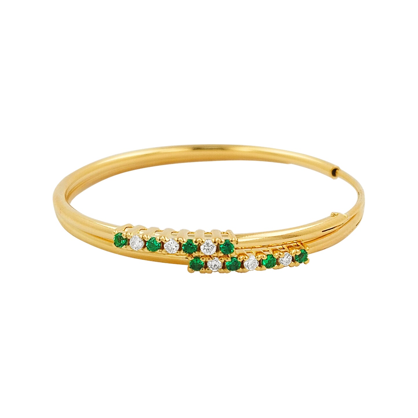 32MM Green Emerald Tube Hoop Earrings with Diamonds in 14K Gold Plated Silver | Best for Daily & Party Wear | Ideal Gift for Loved Ones