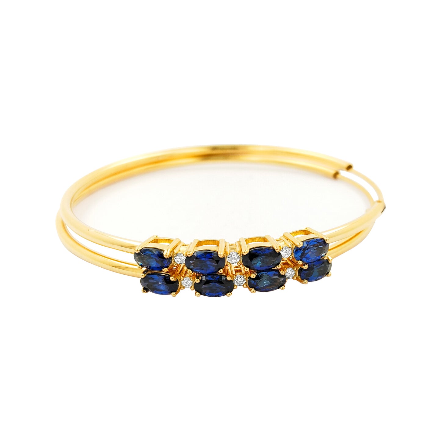 50MM Sapphire Blue Tube Hoop with Diamonds in 14K Gold Plated Silver |Best For Daily/Party Wear | Ideal Gift for All Occasions to loved ones