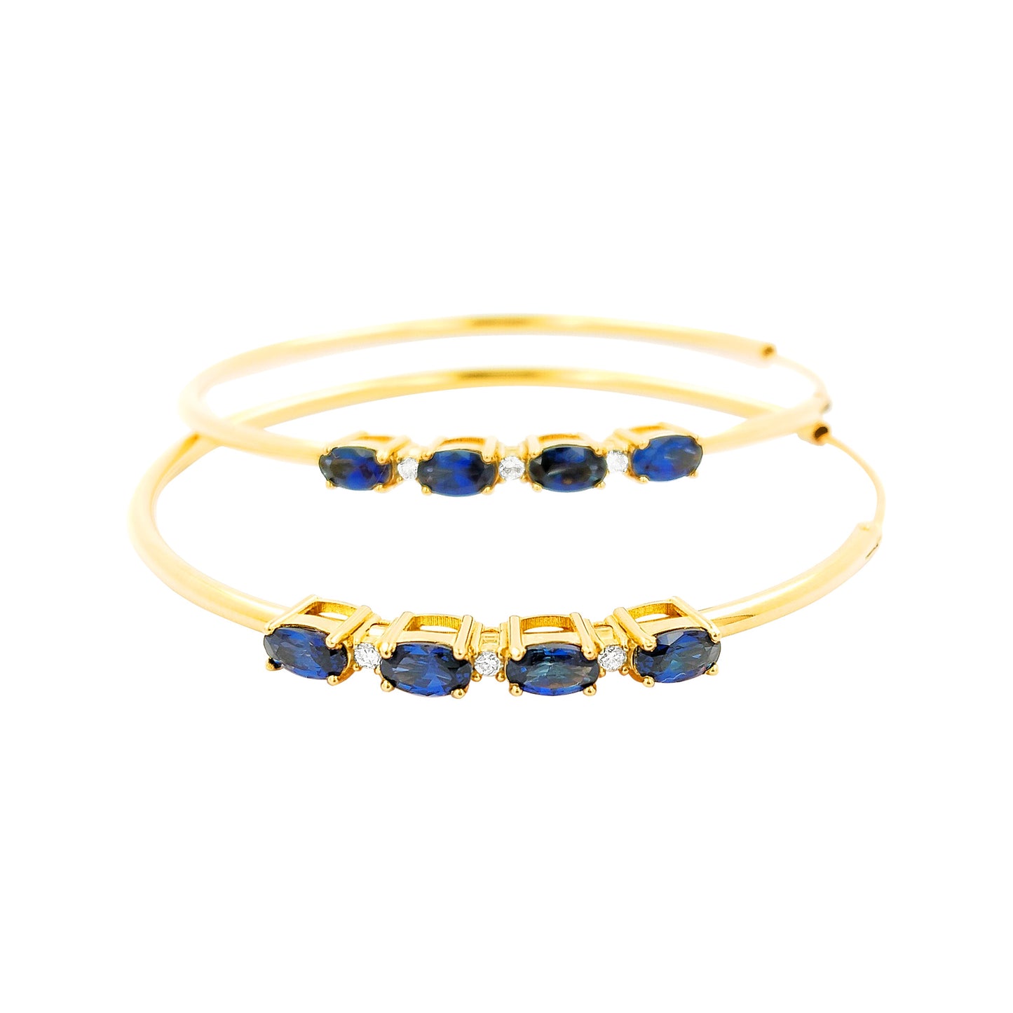50MM Sapphire Blue Tube Hoop with Diamonds in 14K Gold Plated Silver |Best For Daily/Party Wear | Ideal Gift for All Occasions to loved ones