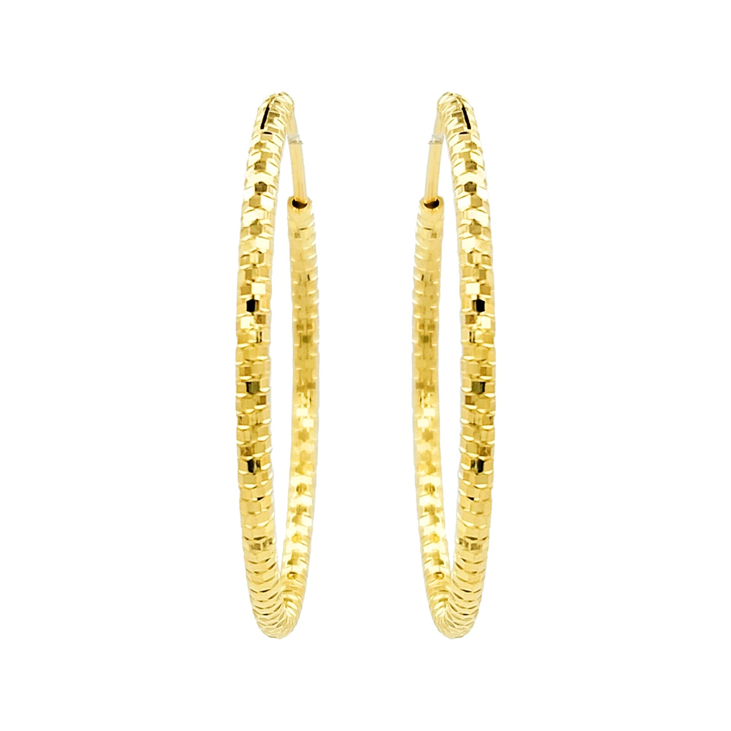 32MM Elegant & Beautiful Pair of Etched Pattern Hoop Earrings in 14K Gold Plated Over Silver |Best for Daily/Party Wear |Gift for Loved Ones