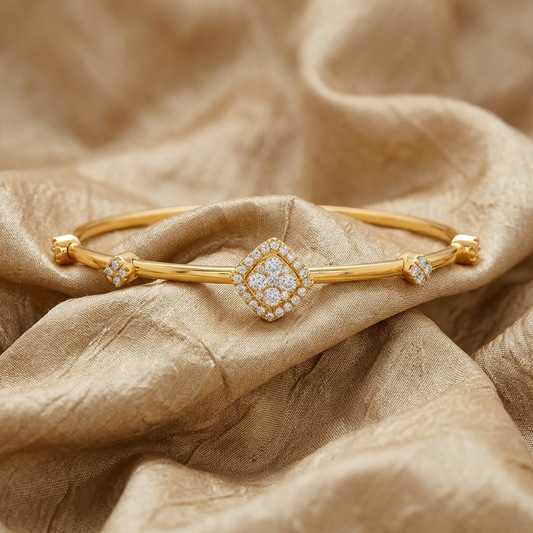 Unique 1/2CTW Lab-Grown Diamond 14K Gold-Plated Detachable Bangle | Elegant Partywear Jewelry for Women | Perfect Gift for Loved Ones