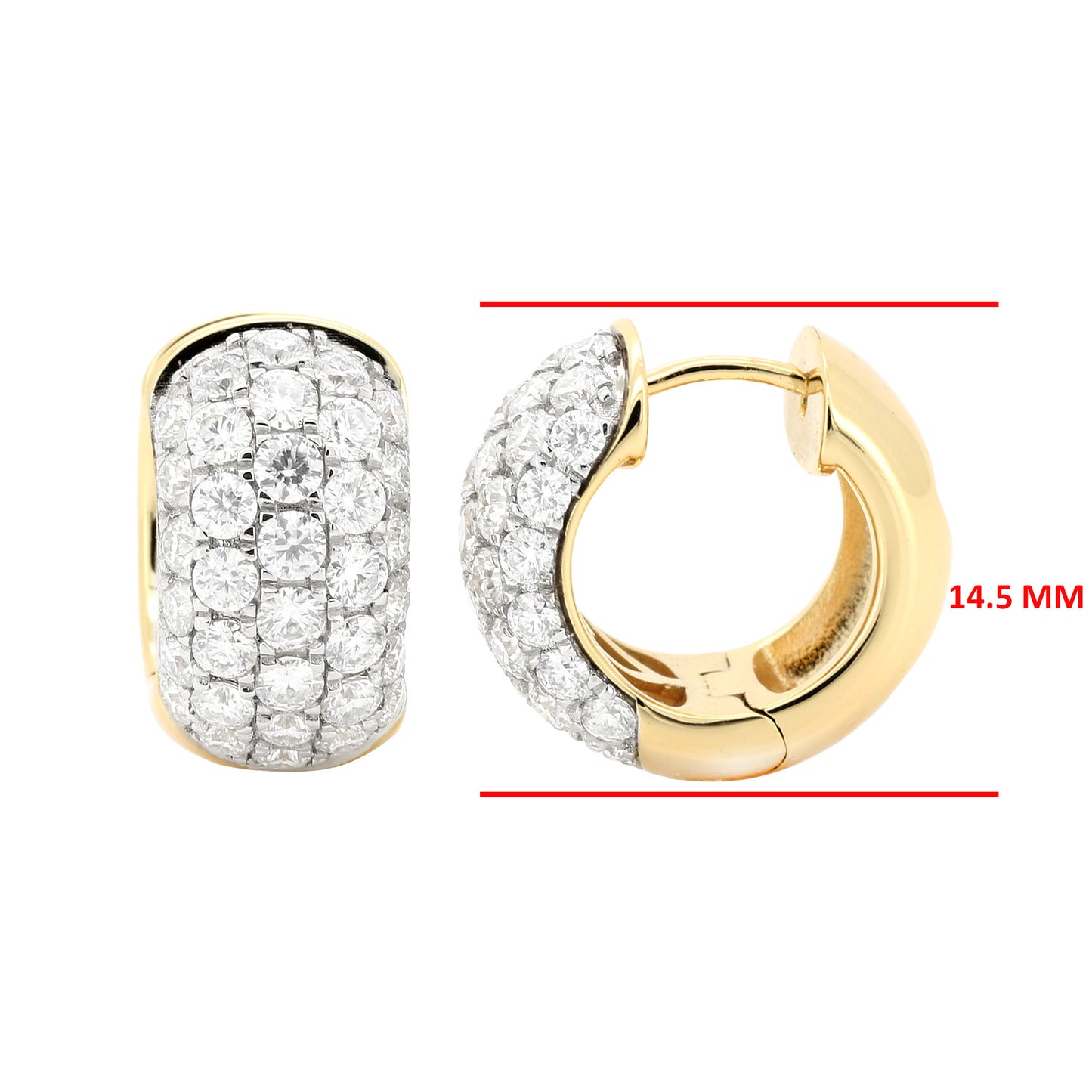 Pave Moissanite Huggie Hoops | 14K Gold Plated Silver Earrings | Choose Your Size: 14.5MM or 16MM | Diamond Alternative Gift