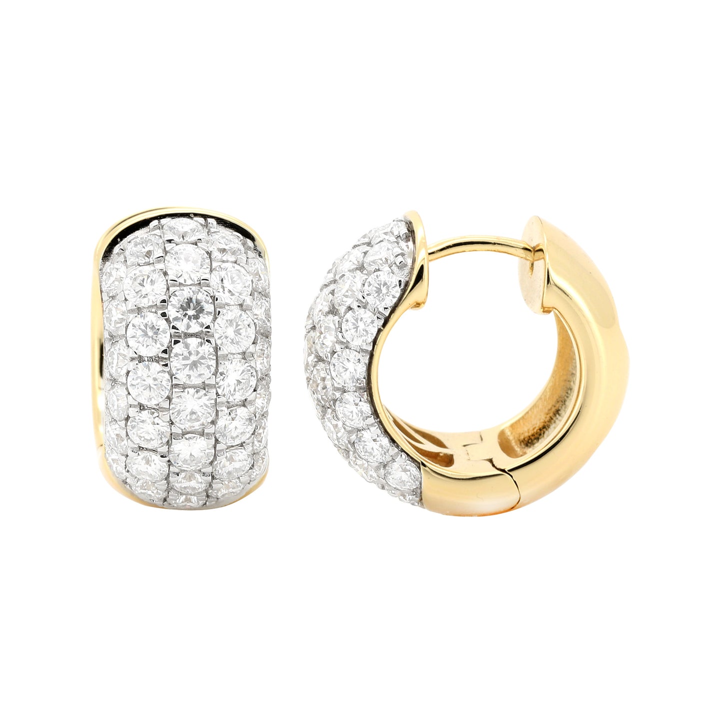 Pave Moissanite Huggie Hoops | 14K Gold Plated Silver Earrings | Choose Your Size: 14.5MM or 16MM | Diamond Alternative Gift