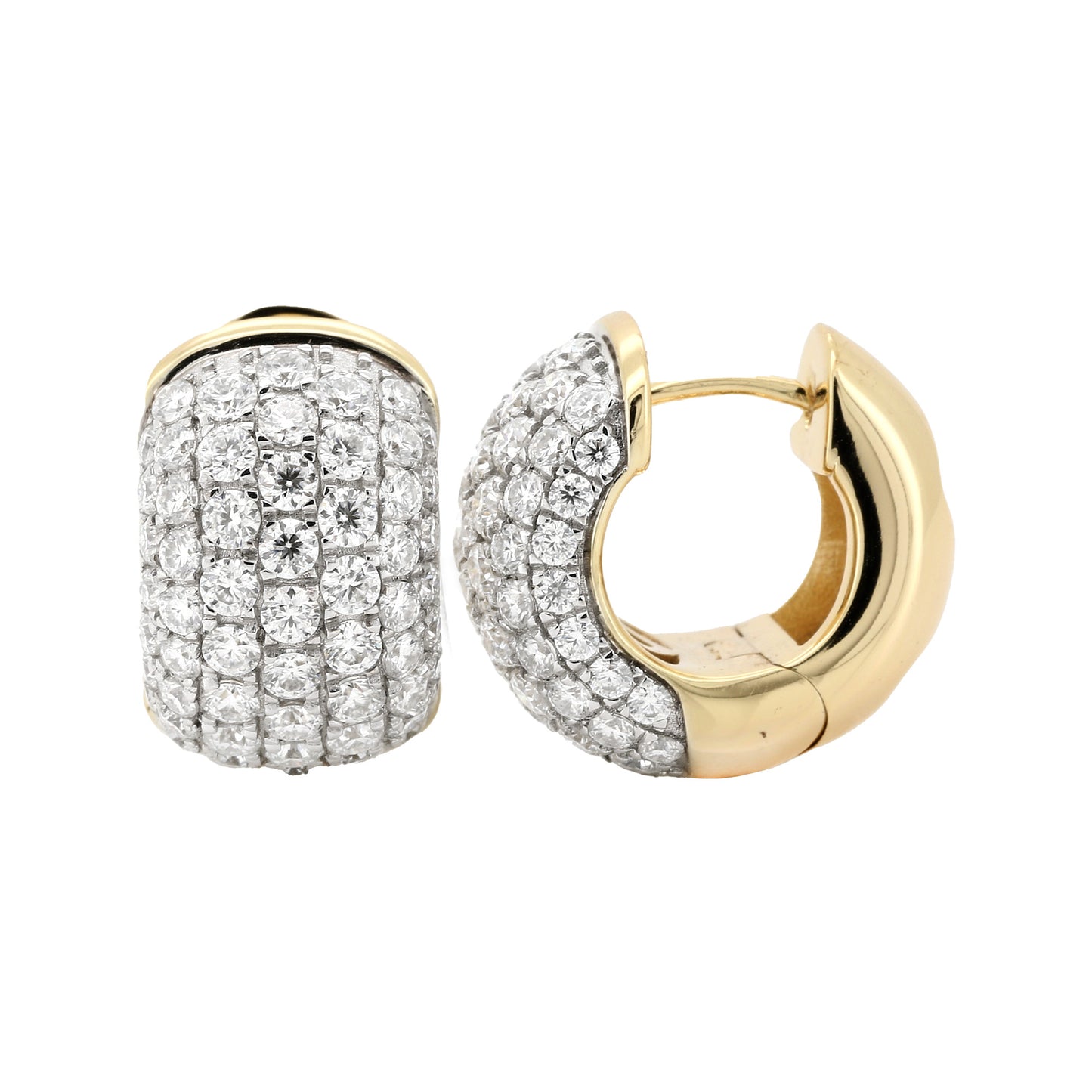 Pave Moissanite Huggie Hoops | 14K Gold Plated Silver Earrings | Choose Your Size: 14.5MM or 16MM | Diamond Alternative Gift