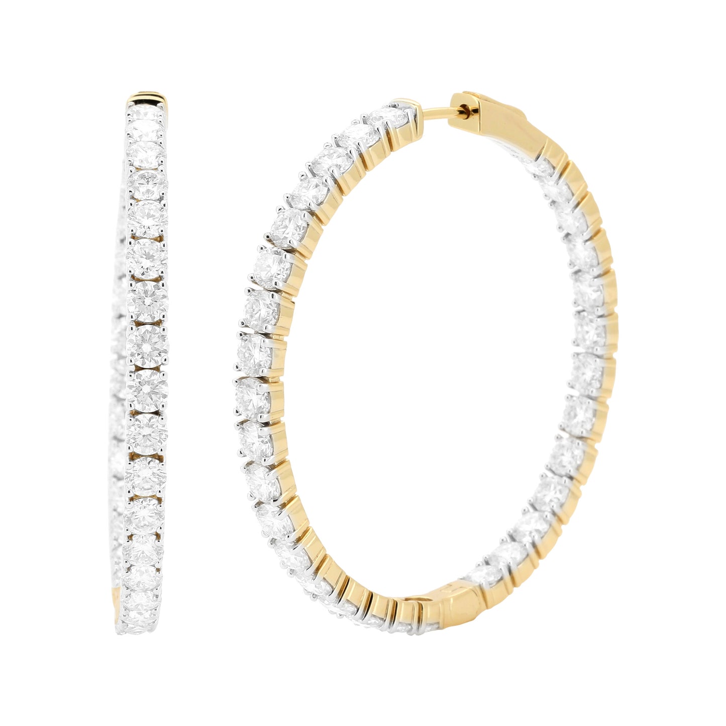 Elegant Brilliant Cut Prong-Set Moissanite Diamonds 14K Gold Plated Sterling Silver Hoop Earrings for Women | Available sizes 22MM 36MM 45MM