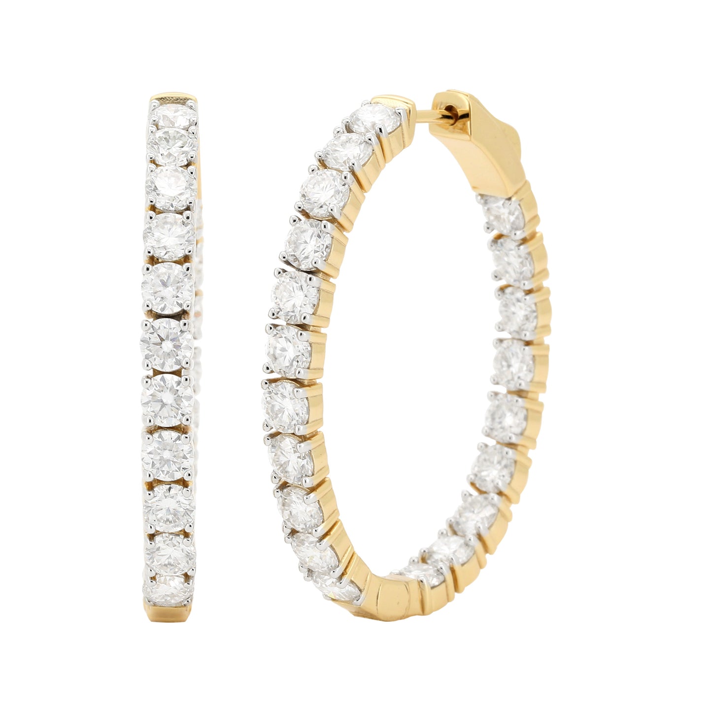 Oval Shape Hoop Earrings |14K Gold Plated Silver with Brilliant Cut Moissanite Diamond |Three Size Available |Gift for Her