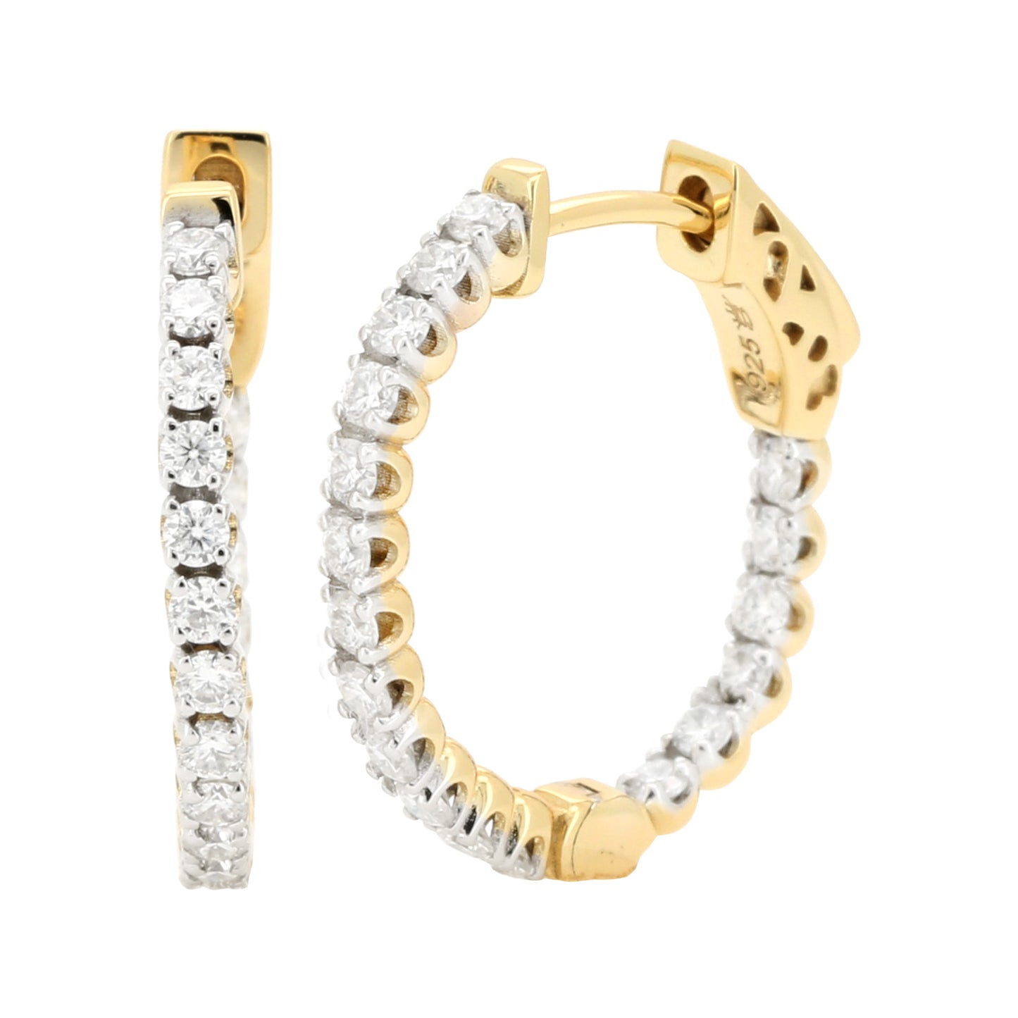 14K Gold Plated Silver Moissanite Diamond Oval Shape Hoop Earrings | 20MM, 25MM, 29MM Sizes | Prong Set Brilliant Cut Hoops | Dainty Diamond Hoops