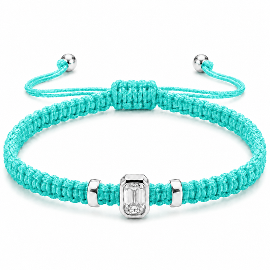 Emerald Lab Grown Diamond Macram Cord Bracelet