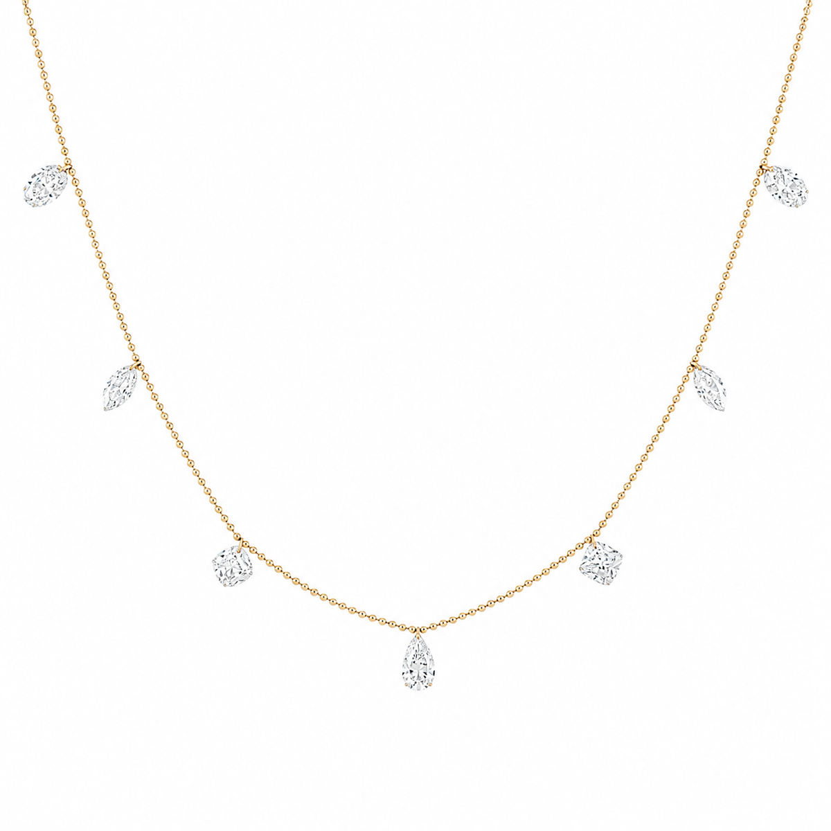 14K Yellow Gold Lab Grown Diamond Necklace, 2.70 CTW Multi-Shape Dangling Charms
