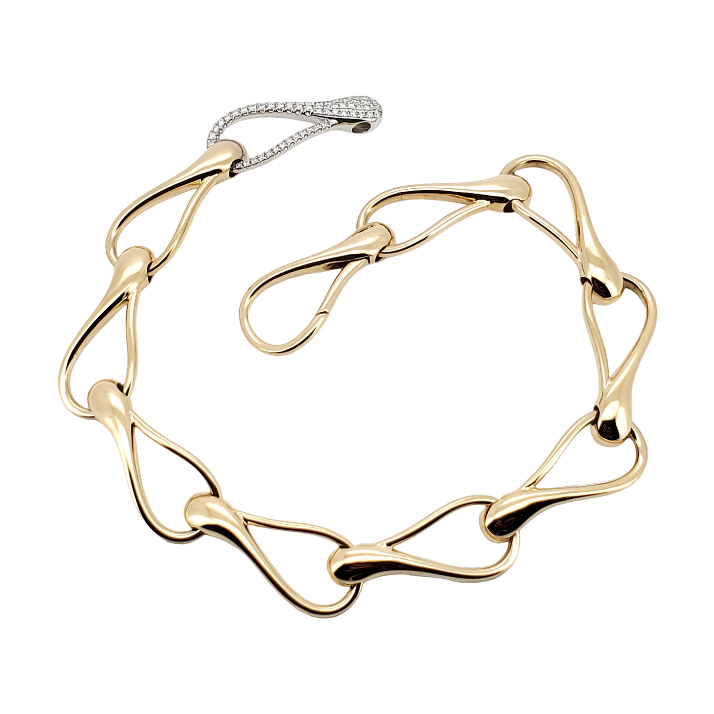 Ondina Wave Bracelet | 14K Gold Plated Silver Italian Link | Moissanite Diamond Jewelry | Elegant Gift for Her | Custom Engraving
