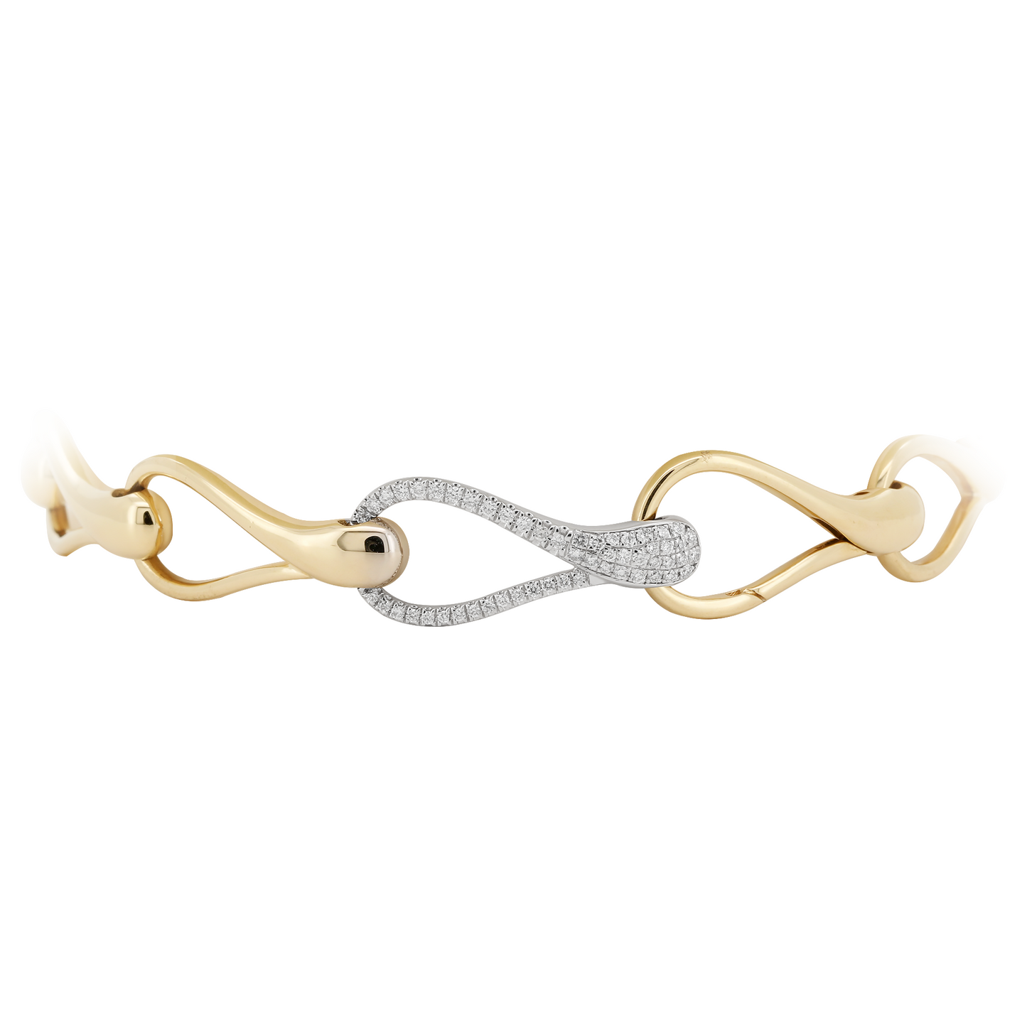 Ondina Wave Bracelet | 14K Gold Plated Silver Italian Link | Moissanite Diamond Jewelry | Elegant Gift for Her | Custom Engraving