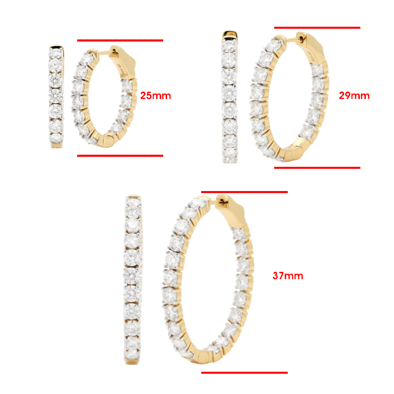 Oval Shape Hoop Earrings |14K Gold Plated Silver with Brilliant Cut Moissanite Diamond |Three Size Available |Gift for Her
