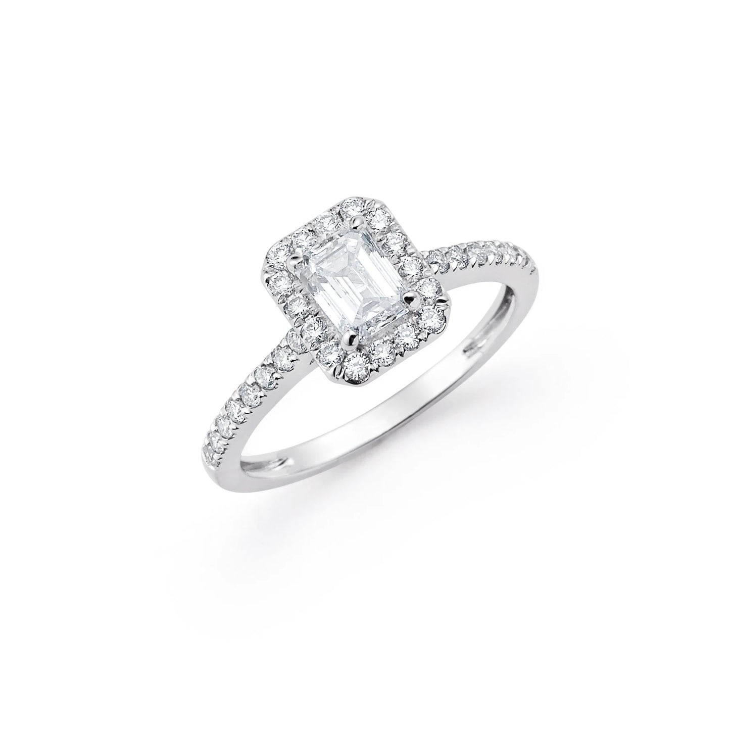 1CTW Emerald Cut Halo Lab Grown Diamond Engagement Ring in Platinum | Anniversary Gift | Elegant Engagement Ring |Gift on all Occasions