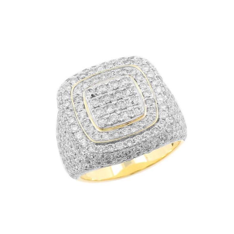 Luxury Men's Hip Hop Ring, Oversize Gold Plated Ring with VVS Moissanite Diamonds, Bling Statement Piece - Custom Hip Hop Bling