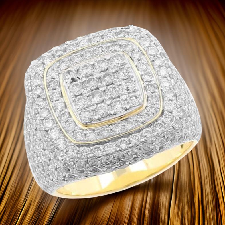 Luxury Men's Hip Hop Ring, Oversize Gold Plated Ring with VVS Moissanite Diamonds, Bling Statement Piece - Custom Hip Hop Bling