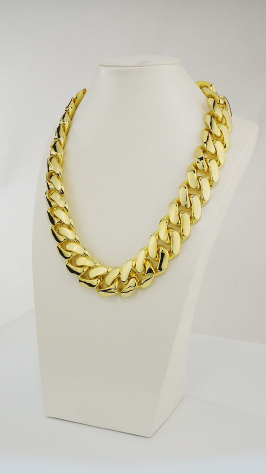 25MM Monaco Cuban Link Necklace in 14K | Elegant Party Wear Necklace |Perfect Unisex Valentine’s Day Gift |24-Inch Statement Unisex Necklace