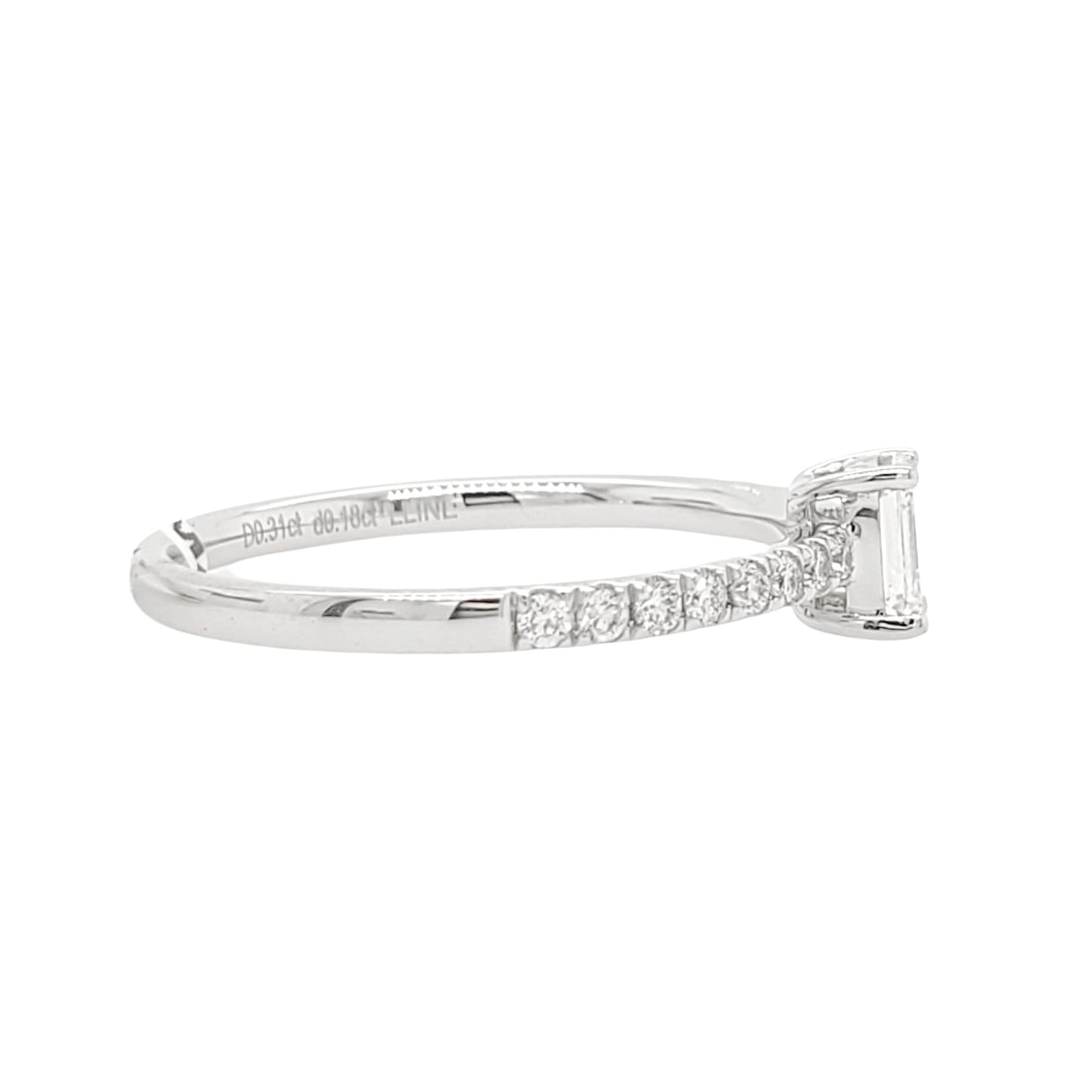 Emerald Cut Moissanite Diamond Pave Engagement Ring in Gold Plated Silver