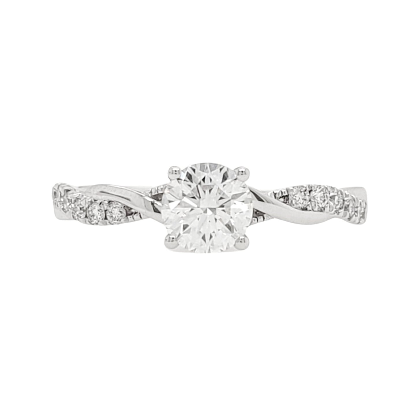 0.7 ctw Lab Created Diamond Criss Cross Pave Engagement Ring in Platinum L Line