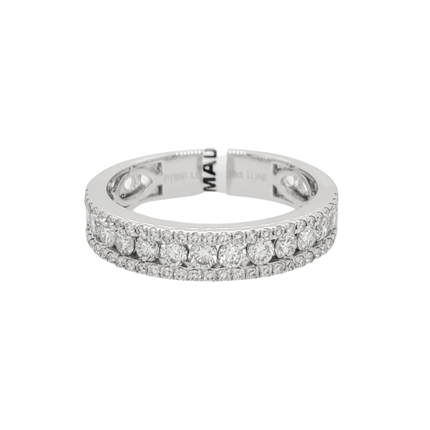 3 Row Moissanite Diamond Half Eternity Anniversary Band in Gold Plated Silver