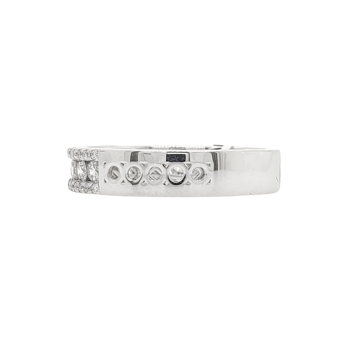 3 Row Moissanite Diamond Half Eternity Anniversary Band in Gold Plated Silver