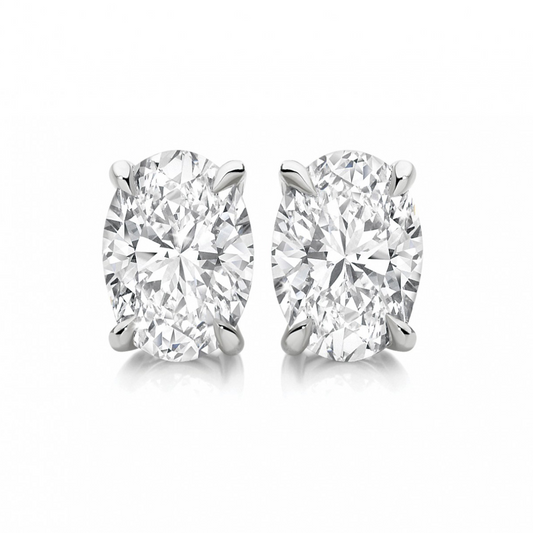 2.0 ctw Oval Lab Grown Diamond Solitaire Earring Studs In Platinum