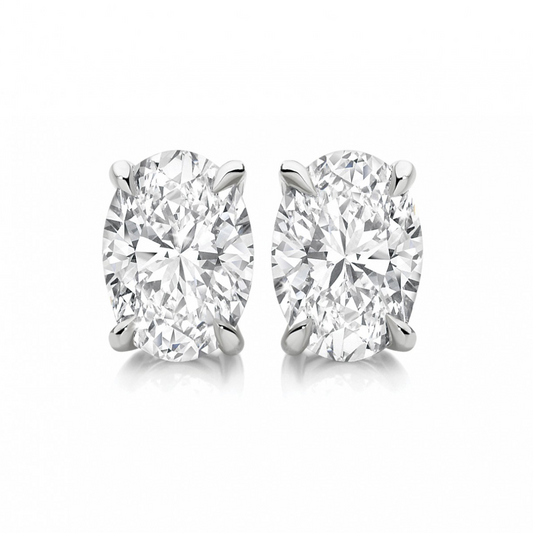 2.0 ctw Oval Moissanite Diamond Solitaire Earring Studs In Gold Vermeil