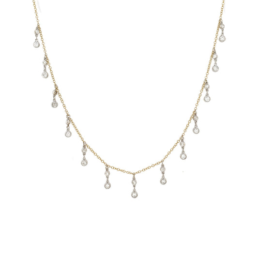 DOUBLE DIAMOND DANGLING STATION NECKLACE GOLD VERMEIL