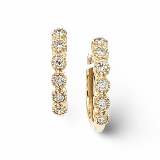 GOLD VERMEIL DAINTY BEZEL SET HUGGIES WITH MOISSANITE DIAMONDS