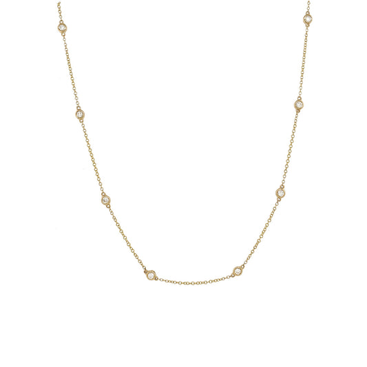 GOLD VERMEIL WITH MOISSANITE DIAMONDS STATION NECKLACE