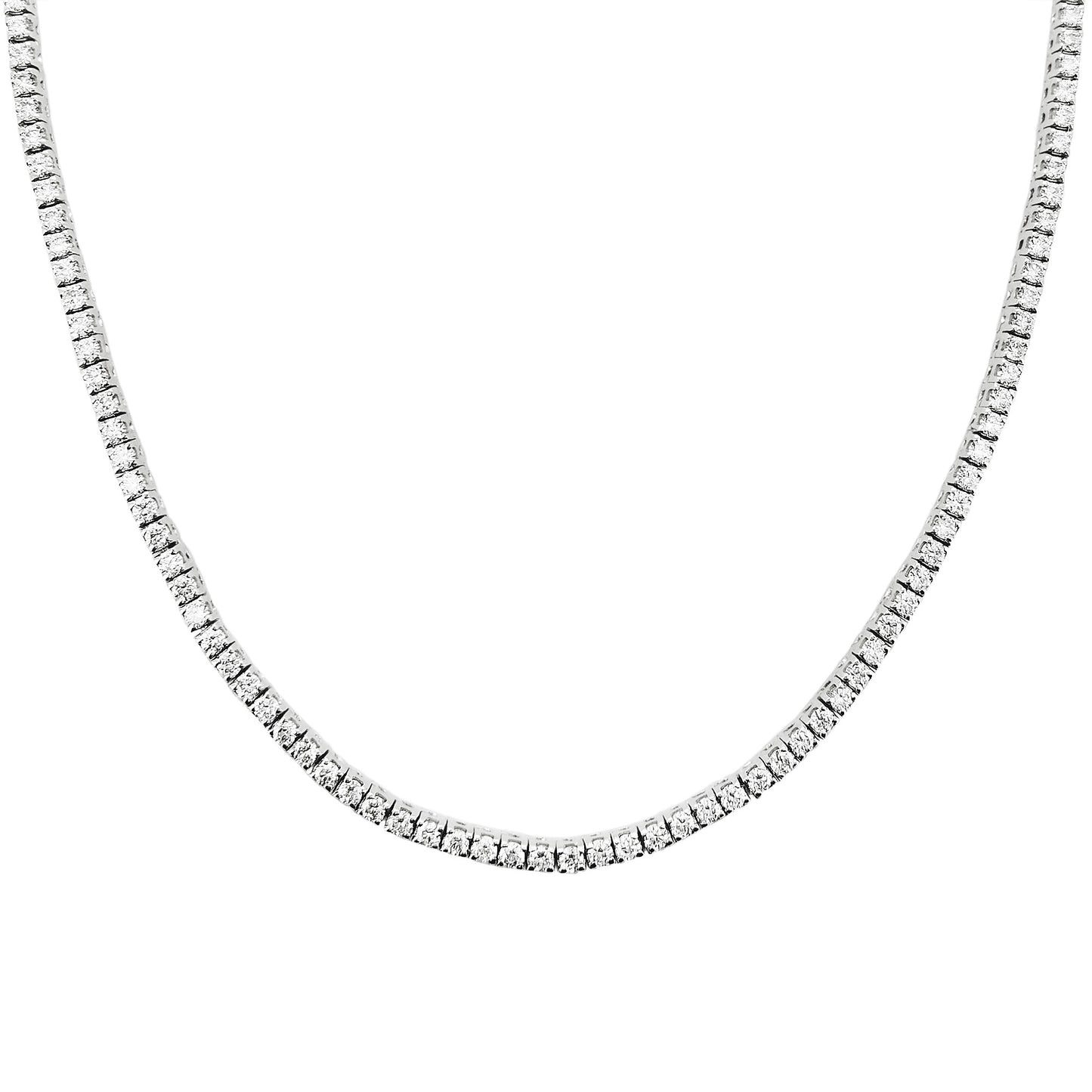 Unisex Moissanite Tennis Necklace | Passes Diamond Tester | 925 Silver Euro Setting | Platinum Plated | Gift for Him & Her |Iced Out Jewelry