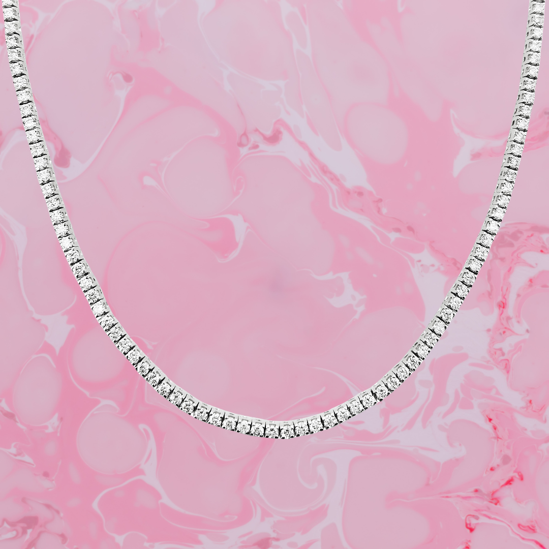 Unisex Moissanite Tennis Necklace | Passes Diamond Tester | 925 Silver Euro Setting | Platinum Plated | Gift for Him & Her |Iced Out Jewelry