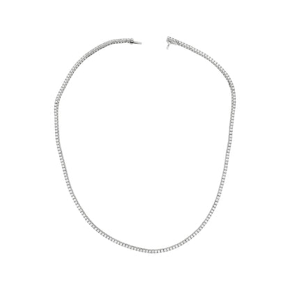 Unisex Moissanite Tennis Necklace | Passes Diamond Tester | 925 Silver Euro Setting | Platinum Plated | Gift for Him & Her |Iced Out Jewelry