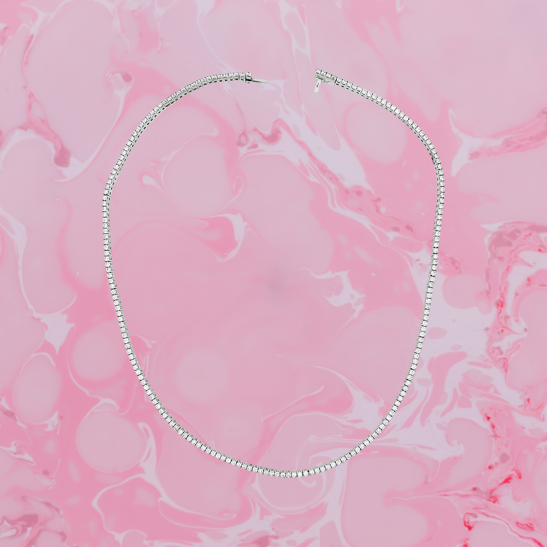 Unisex Moissanite Tennis Necklace | Passes Diamond Tester | 925 Silver Euro Setting | Platinum Plated | Gift for Him & Her |Iced Out Jewelry