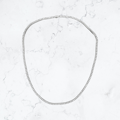 Unisex Moissanite Tennis Necklace | Passes Diamond Tester | 925 Silver Euro Setting | Platinum Plated | Gift for Him & Her |Iced Out Jewelry