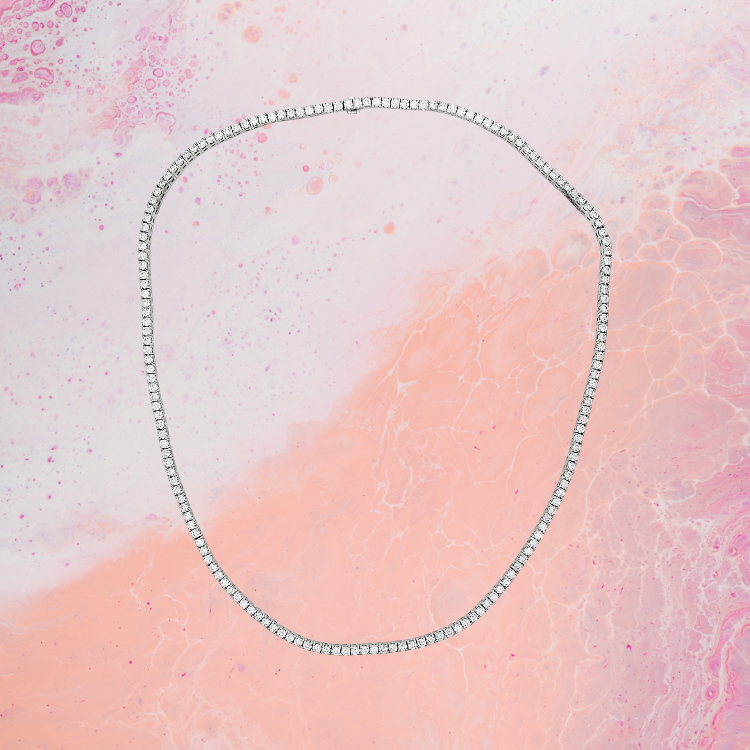 Unisex Moissanite Tennis Necklace | Passes Diamond Tester | 925 Silver Euro Setting | Platinum Plated | Gift for Him & Her |Iced Out Jewelry
