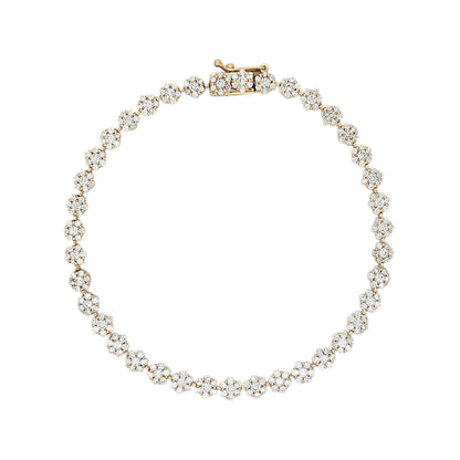 Tennis Bracelet 14K Gold Plated Silver | Moissanite, Diamond Alternative Jewelry Gift for Her | Classic Prong Set Chain