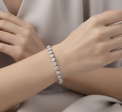 Tennis Bracelet 14K Gold Plated Silver | Moissanite, Diamond Alternative Jewelry Gift for Her | Classic Prong Set Chain