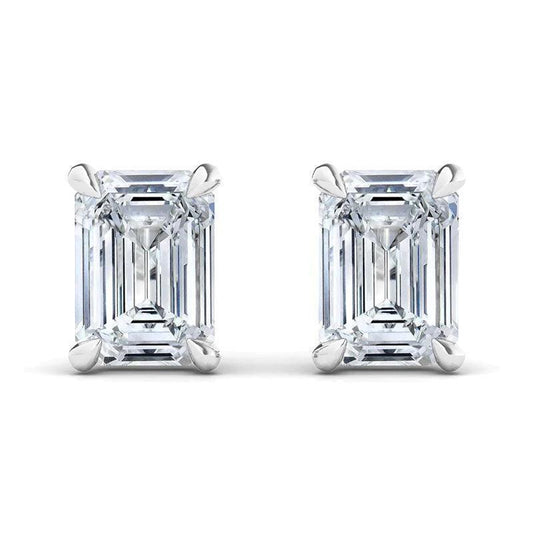 1.0 ctw Emerald Lab Grown Diamond Solitaire Stud Earrings in Platinum - L Line Jewelry