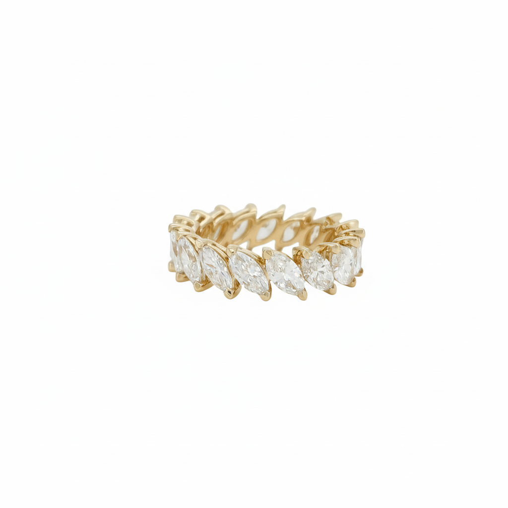 4 CTW Marquise Lab Diamond Eternity Band 14K Gold | Unique Wedding Ring | Christmas Gift for Her | US Size 6