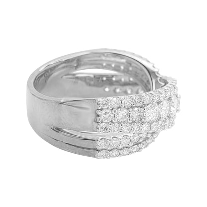 2 1/3CT Cluster Criss Cross Band with Round Real Moissanite in 14K Gold Plated Silver