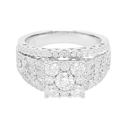 1 4/5CTW Bridal Ring with F/VVS Real Moissanite Cluster Ring 925 Silver 14K Gold Plated