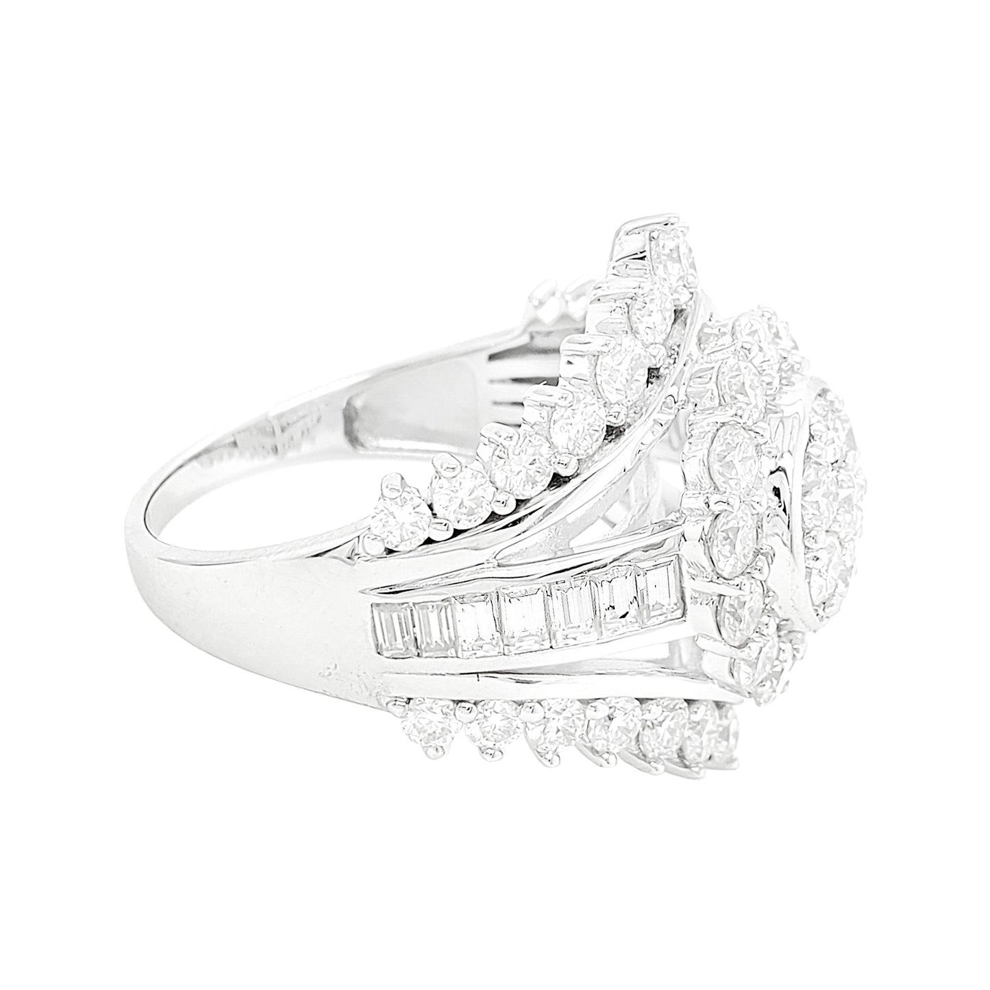 3 CTW Iced Out Bridal Ring with F/VVS Real Moissanite Cluster Ring in 925 Sterling Silver