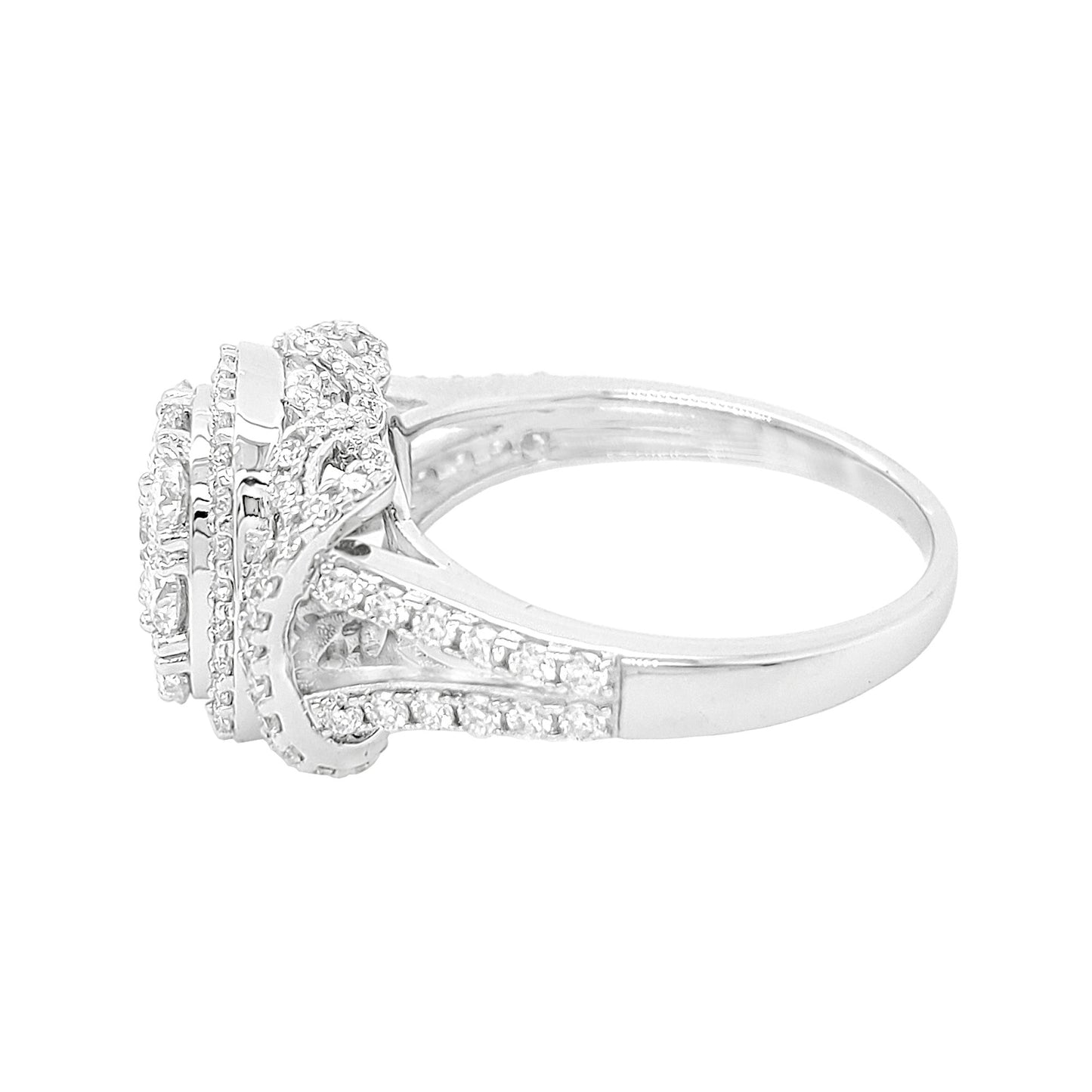 1 3/5TW Cluster Cushion Shape Engagement Ring with F/VVS Real Moissanite 14K Gold Plated 925 Sterling Silver