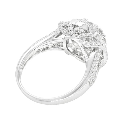 1 3/5TW Cluster Cushion Shape Engagement Ring with F/VVS Real Moissanite 14K Gold Plated 925 Sterling Silver