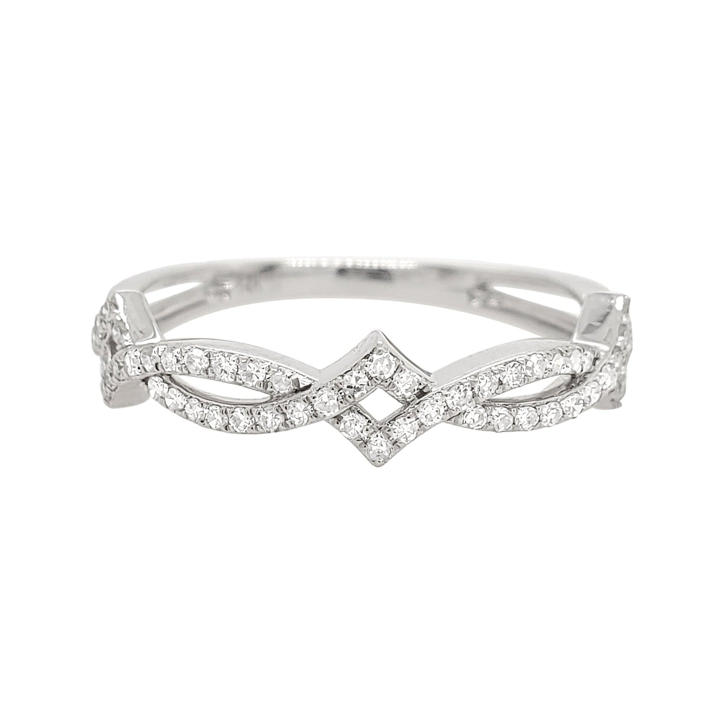 CRISS CROSS STACKABLE BAND RING PAVE MOISSANITE DIAMONDS