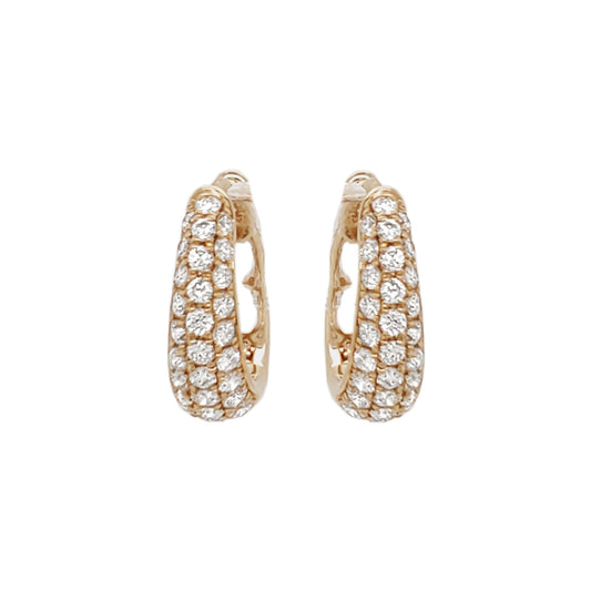 PAVE DIAMOND GOLD VERMEIL TAPERED HUGGIE EARRINGS