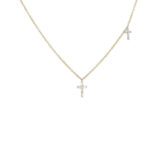 DOUBLE CROSS NECKLACE GOLD VERMEIL