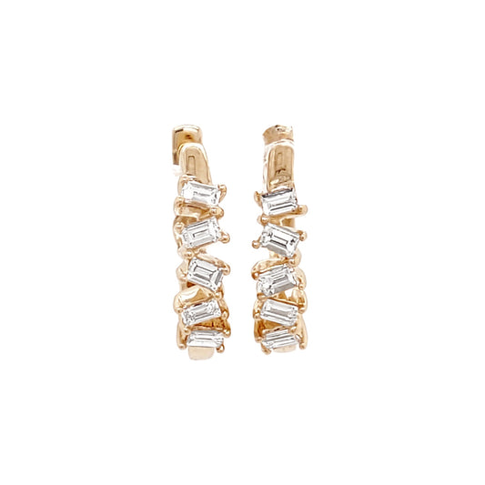 BAGUETTE MOISSANITE DIAMOND HUGGIE EARRINGS